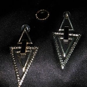 Vintage Gold Plated Triangle Earrings and Ring